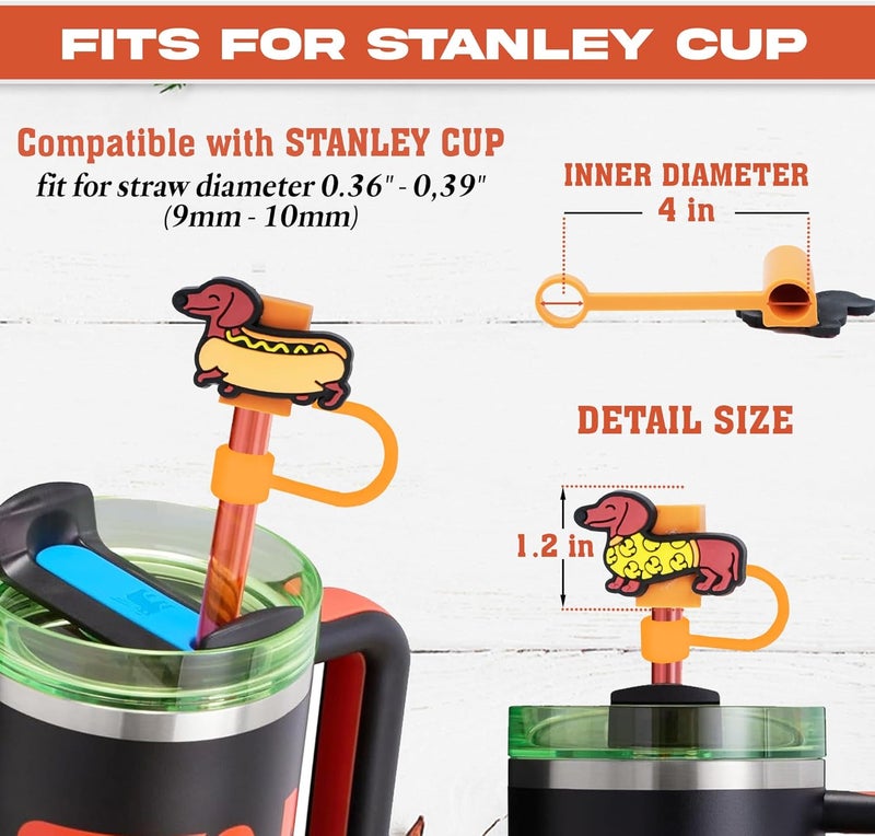 TSIMPLE Dachshund Straw Topper, Reusable 10mm (0.4in) Cute Dog Straw Covers for Stanley Cup Accessories - Dachshund, Weiner Dog Accessories, Stuff, Things, Gifts for Women, Kids, Girls, Boys - Image 2